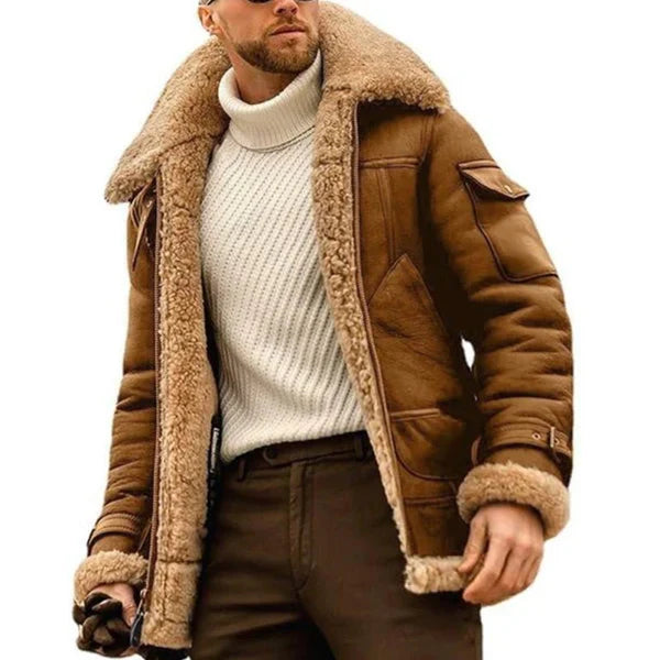 Winter Lammwolljacke für Herren mit Taschen