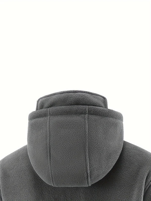 Herren Graue Vlies-Futter Kapuzen-Winterjacke