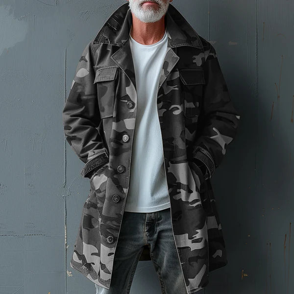 Herren Camouflage Cargo Trenchcoat