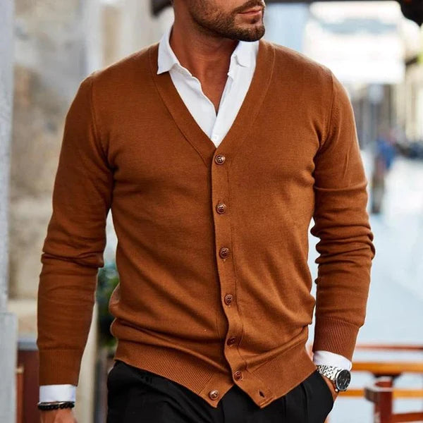 Herren Klassische V-Ausschnitt Schaltfläche-Up Strickjacke