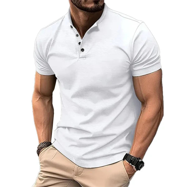 Herren-Polohemd mit Henley-Kragen mit Knopfleiste