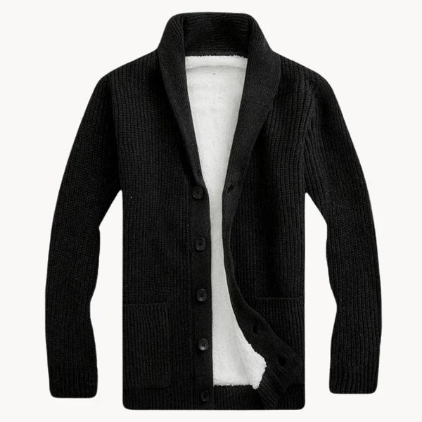 Trendige Herren-Strickjacke mit Vlies-Kragen