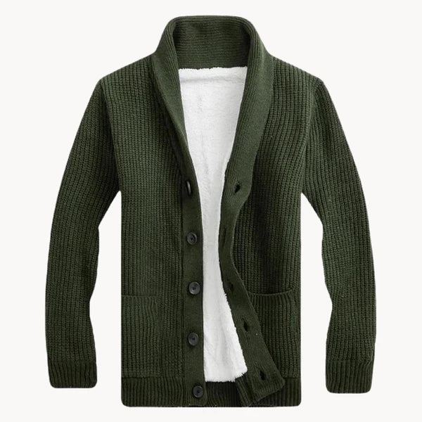 Trendige Herren-Strickjacke mit Vlies-Kragen