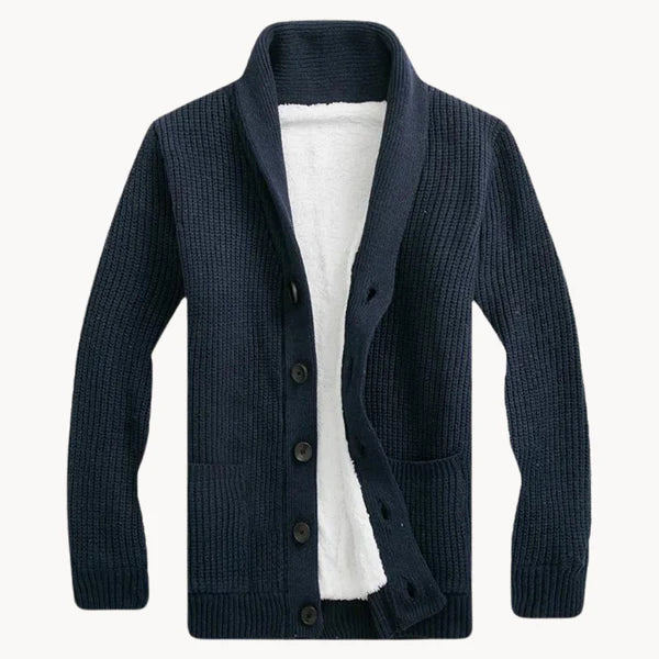 Trendige Herren-Strickjacke mit Vlies-Kragen