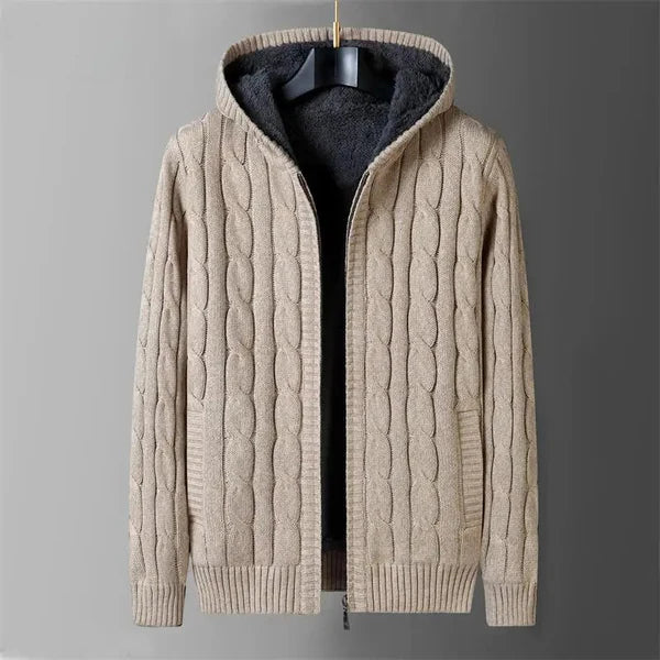 Modische Herren-Strickjacke mit Kapuze