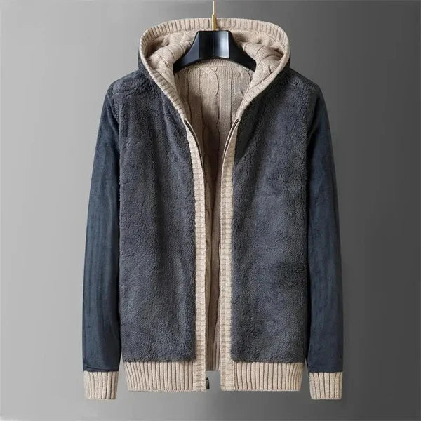 Modische Herren-Strickjacke mit Kapuze