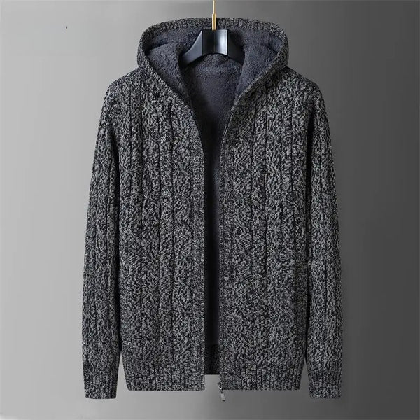 Modische Herren-Strickjacke mit Kapuze