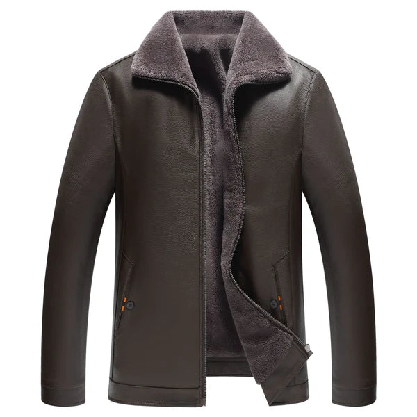 Herren Winter-Lederjacke mit Vlies-Futter