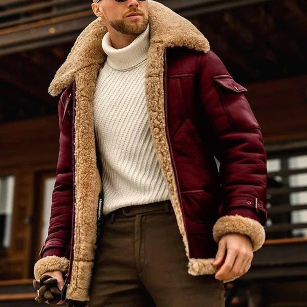 Winter Lammwolljacke für Herren mit Taschen