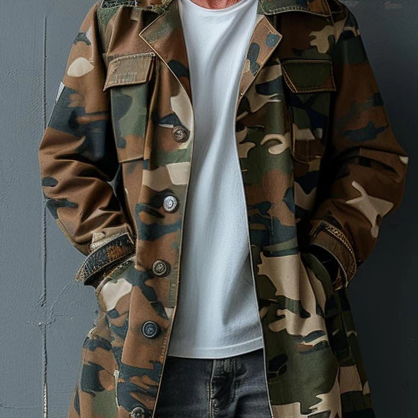 Herren Camouflage Cargo Trenchcoat