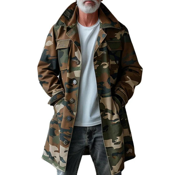 Herren Camouflage Cargo Trenchcoat